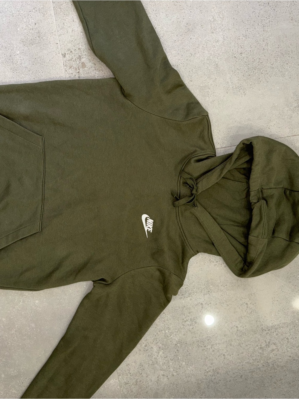 Nike Olive Green Men's Pullover Hoodie with Logo